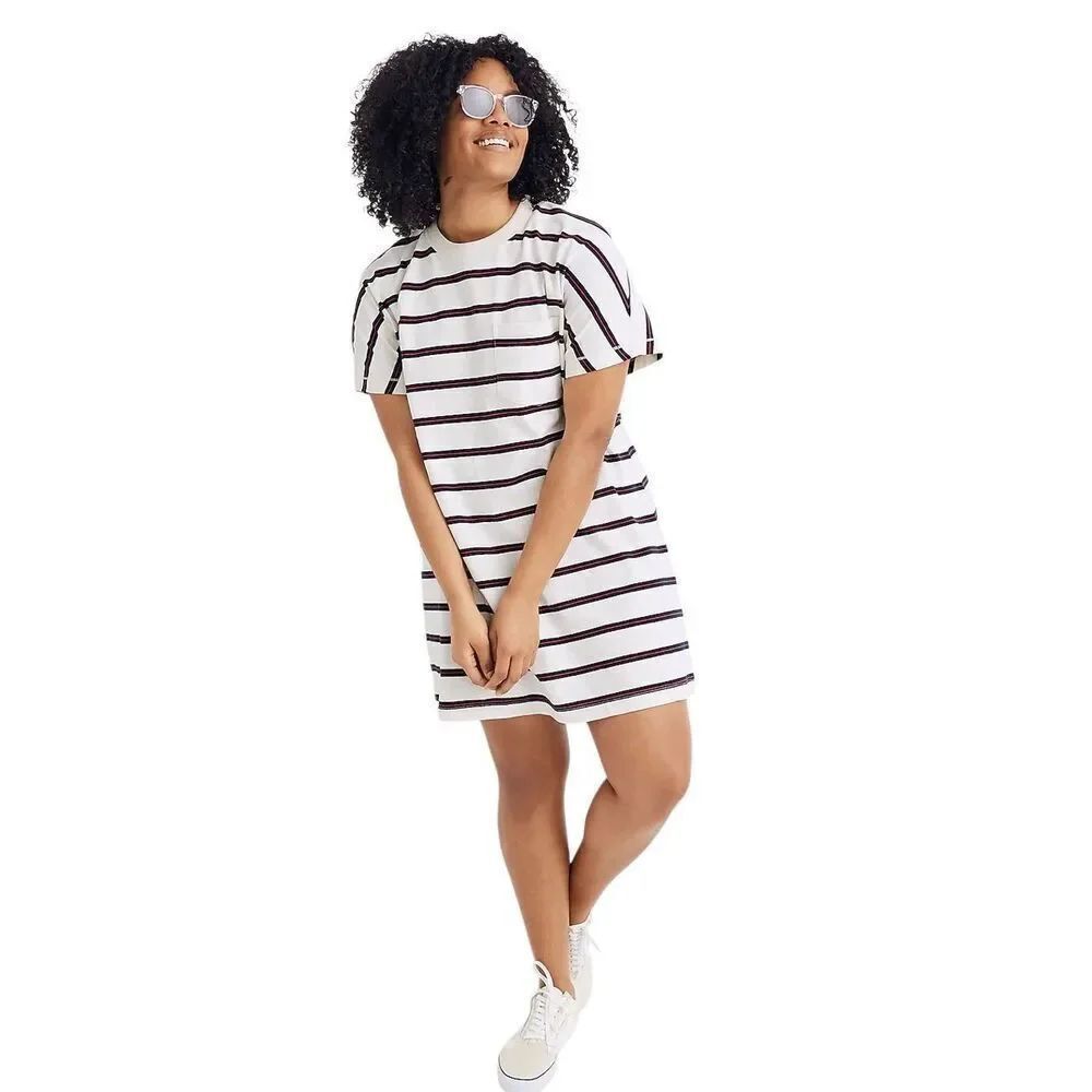 Madewell Tomboy pocket tee dress striped xs
